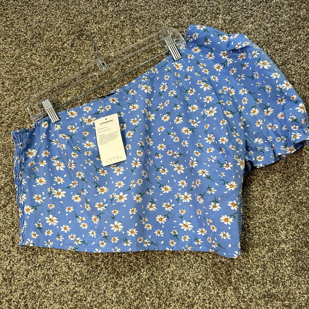 NWT Floral One Shoulder Crop Top and Split Maxi Skirt Set Size XL